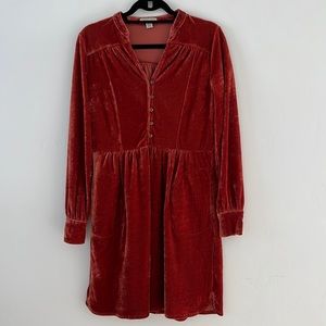 Red Velvet Long Sleeve Dress